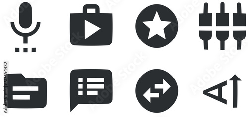 Set of 8 icons Actions. Line icons collection. Outline isolated signs. for mobile and web. Thin filled icons pack. UX UI