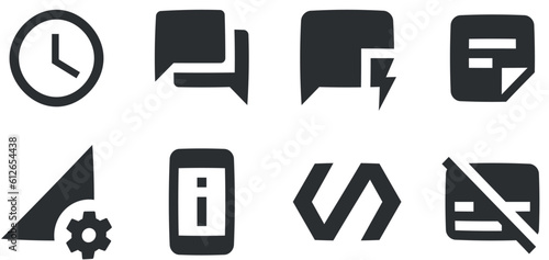 Set of 8 icons Actions. A set vector icons. modern trend in the style. Linear icons set. Thin filled icons pack. Vector illustration