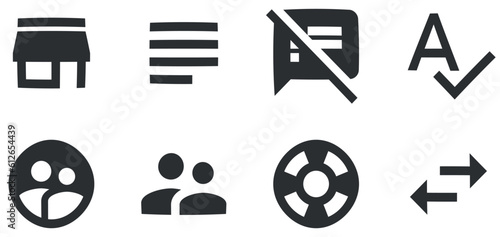 Set of 8 icons Actions. A set vector icons. Outline isolated signs. Linear icons set. Thin filled icons pack. Vector illustration