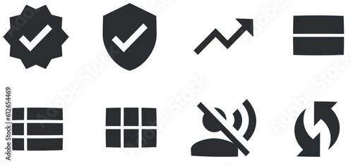 Set of 8 icons Actions. A set vector icons. modern trend in the style. Linear symbols set. Big UI icon set. UX UI