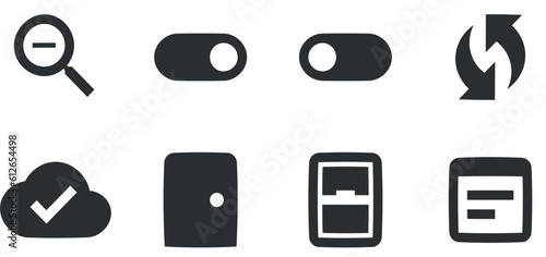 Set of 8 icons Actions. Modern thin line icons. Set Quality icon. Linear icons set. Big UI icon set in a flat design. Vector illustration