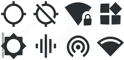 Set of 8 icons Device. Modern thin line icons. modern trend in the style. Linear symbols set. Big UI icon set in a flat design. UX UI