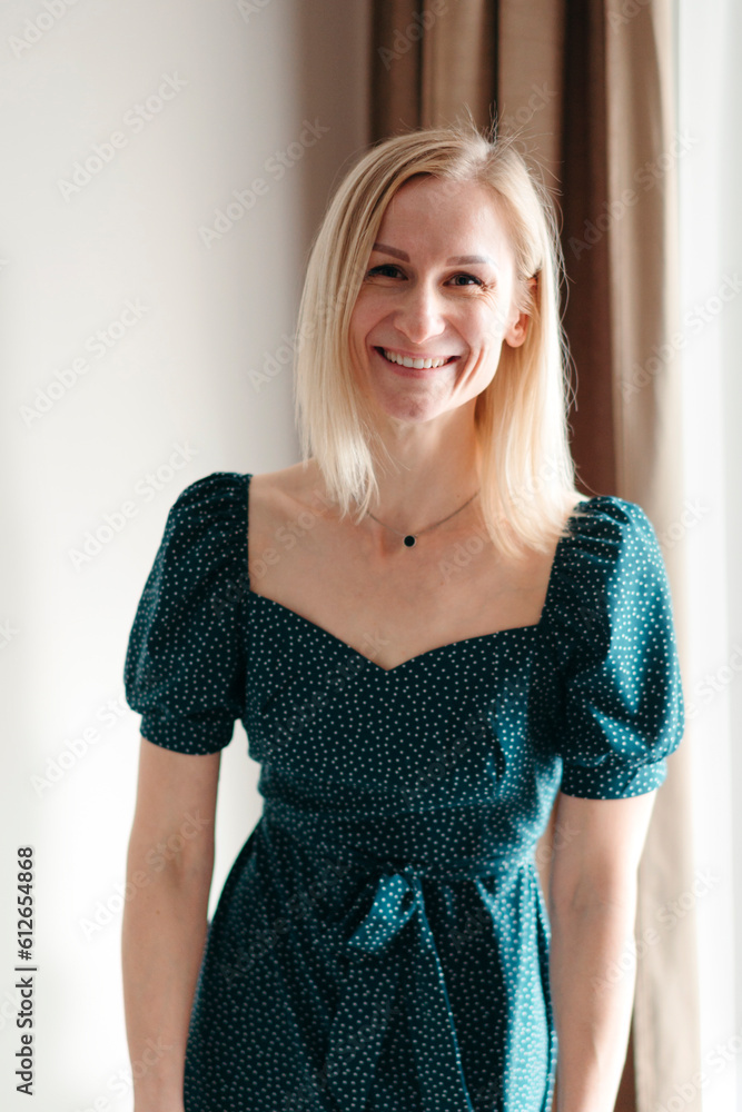 Portrait of smiling real woman. Portrait of smiling real woman.