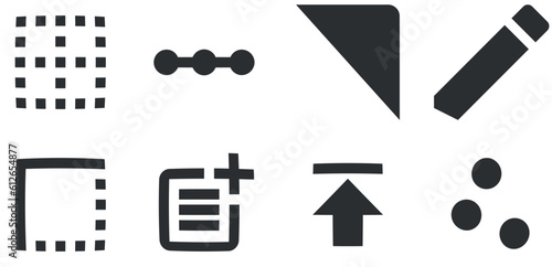 Set of 8 icons Editor. Vector illustration of thin line icons. modern trend in the style. Linear icons set. Thin filled icons pack. Vector illustration