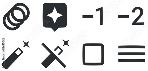 Set of 8 icons Image. Vector illustration of thin line icons. Outline isolated signs. Linear symbols set. Thin filled icons pack. Vector illustration
