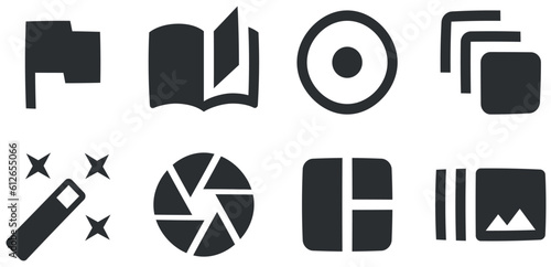 Set of 8 icons Image. Vector collection thin line Web icon. modern trend in the style. for mobile and web. Thin filled icons pack. UI and UX