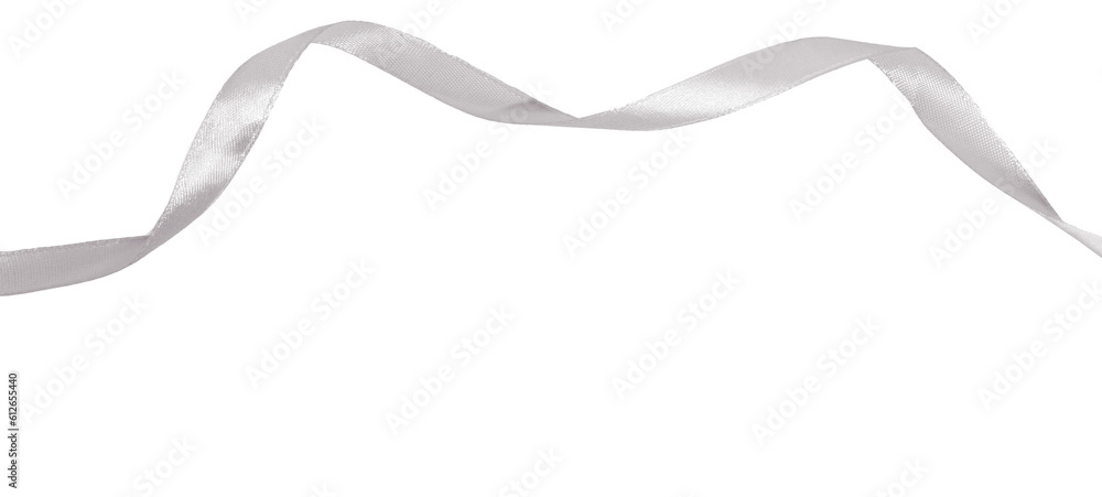 silver ribbon on transparent background, elements PNG image.