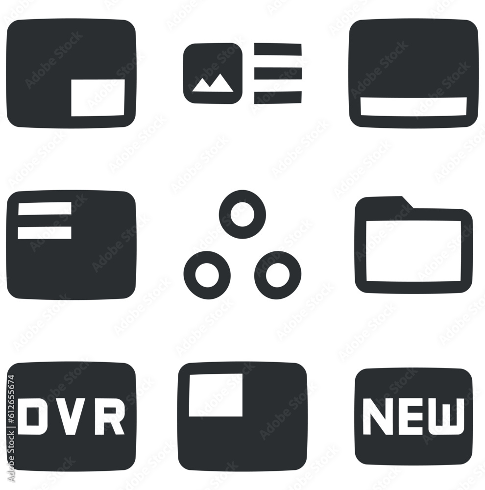 Set of 9 icons Audio and Video. Vector collection thin line Web icon. Outline isolated signs. for mobile and web. Thin filled icons pack. UI and UX