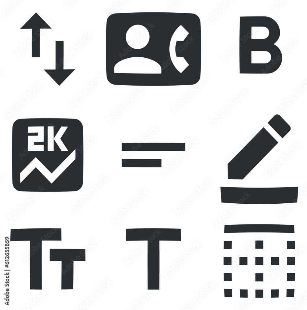 Set of 9 icons Editor. Modern thin line icons. modern trend in the style. Linear icons set. Big UI icon set in a flat design. UX UI