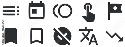 Set of 10 icons Actions. Vector illustration of thin line icons. Outline isolated signs. Linear symbols set. Big UI icon set in a flat design. Vector illustration