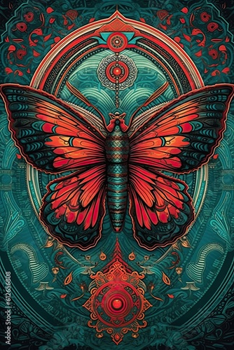 Butterfly. AI generated art illustration.
