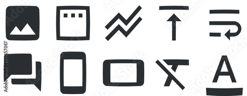 Set of 10 icons Text Editor. Creative business solutions icon set. Simple Set. Linear icons set. Big UI icon set in a flat design. Vector illustration