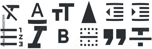 Set of 12 icons Editor. Vector illustration of thin line icons. Simple Set. Linear icons set. Big UI icon set. UX UI