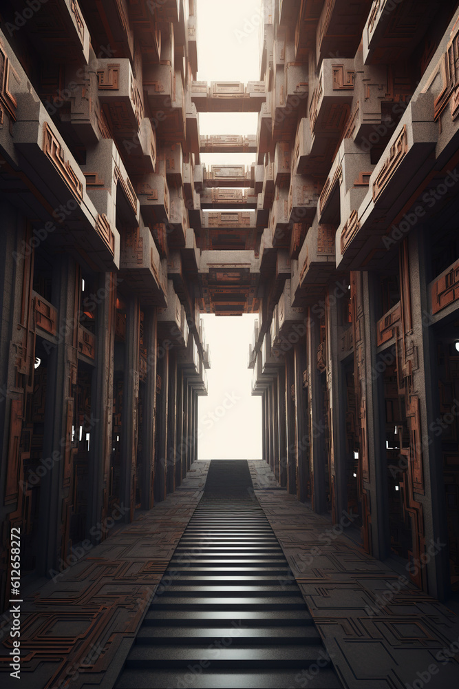 Light at the end of the tunnel, brutalist architecture leading lines, generative ai Light at the end of the tunnel, brutalist architecture leading lines, generative ai