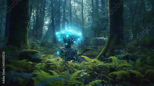 Authentic Connection: AI Chatbot Meditating Amidst the Bioluminescent Forest of Serenity © Kylan