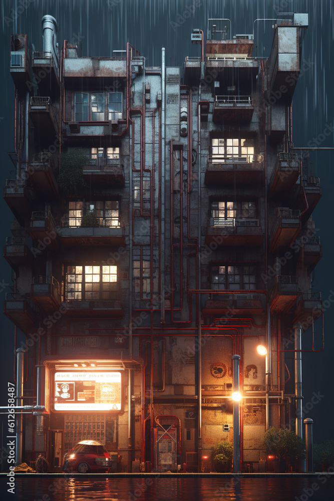 industrial Strength: Concrete Housing Building, Generative AI-Generated Design industrial Strength: Concrete Housing Building, Generative AI-Generated Design