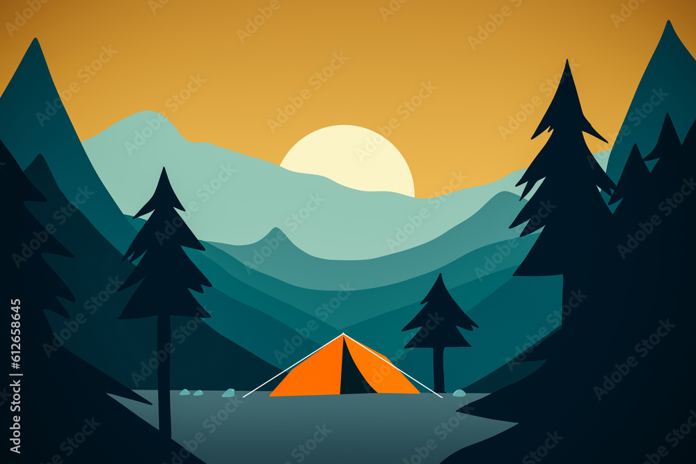 Tent in the middle of the mountain Tent in the middle of the mountain