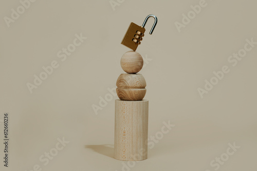 unlocked combination lock in balance