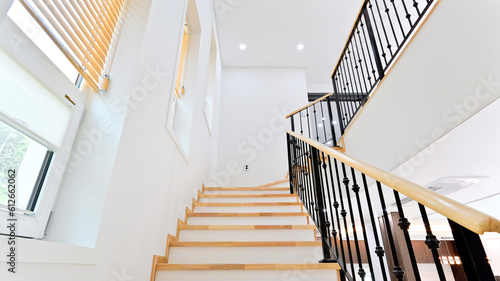 Bright and upbeat maple colored stairs