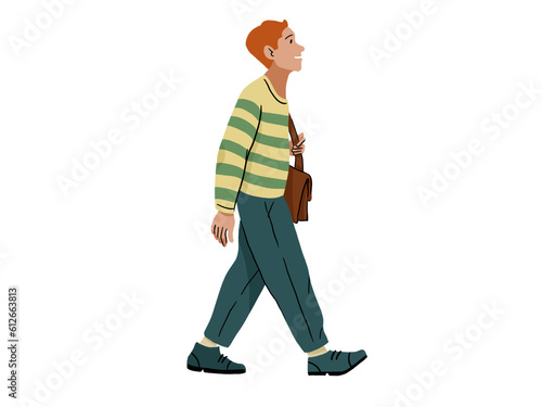 Flat style of walking man against white background photo