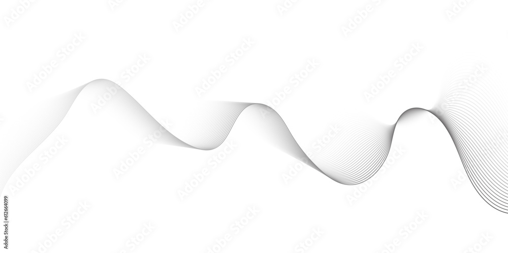 Abstract black wave thin curved lines pattern on white background and ...