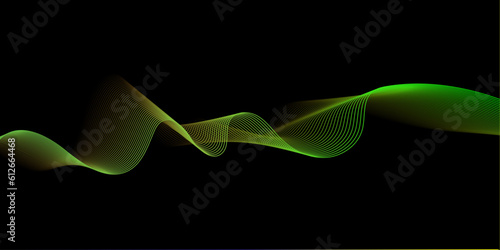 Black background and green line wave