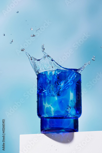 Blue Glass Water Splash photo