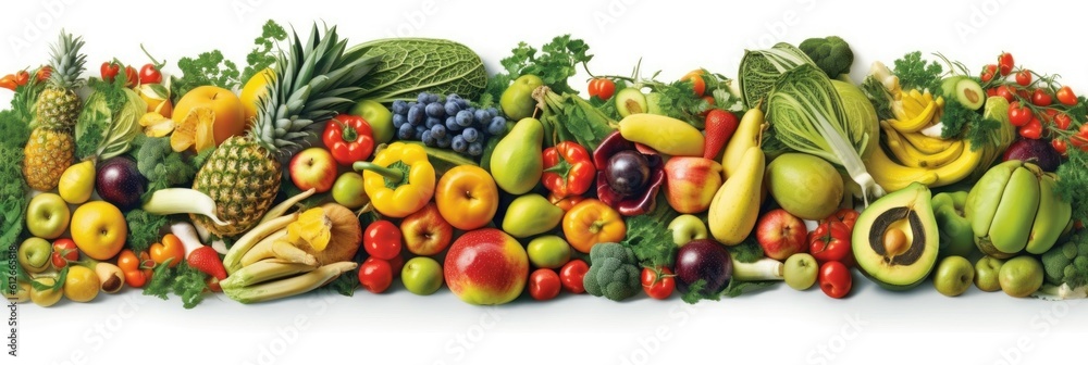Assortment of fresh vegetables. Food background with assortment of fresh organic vegetables. Fresh vegetables. wide banner. Generative AI Assortment of fresh vegetables. Food background with assortment of fresh organic vegetables. Fresh vegetables. wide banner. Generative AI