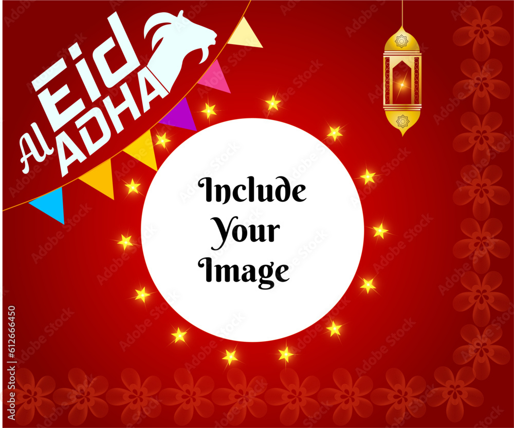 Eid ul Adha Happy Bakra holy festival of Islam Muslim Editable Frame you can include your photo on Eid day