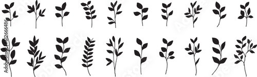 ベクター。草木のイラストセットと背景。草木のベクターイラストフレーム。Vector. Grass and trees illustration set and background. Vector illustration frame of grass and trees.