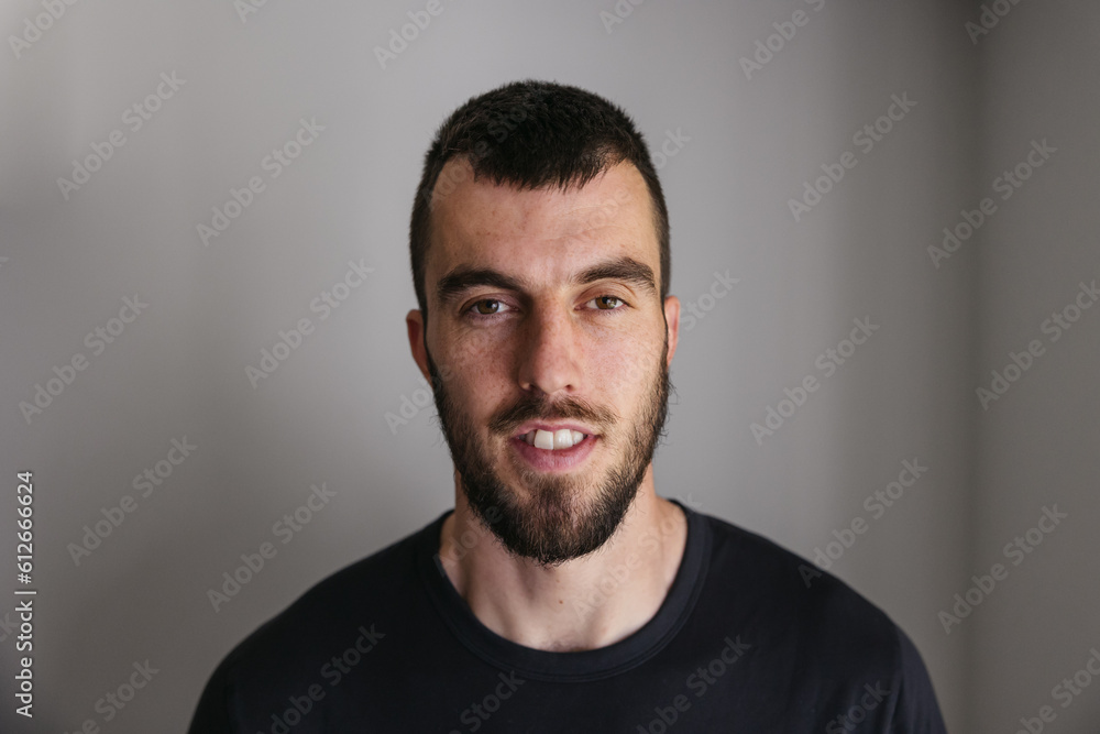 Warm but serious studio portrait of visually impaired man. Warm but serious studio portrait of visually impaired man.