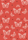 The Seamless pink background with a combination of Butterfly and polkadots