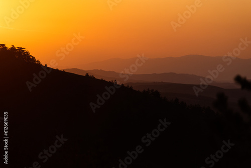 Mountain range late sunset photo