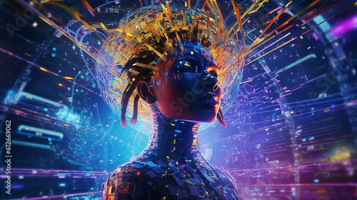 Slika na platnu Digital Euphoria: AI in a Virtual Dreamscape