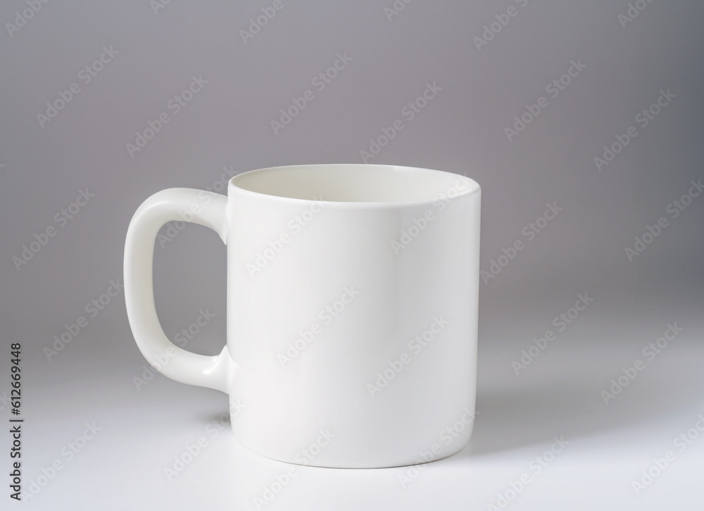 A Close-Up Shot of A Plain White Coffee Mug Mock-up with Softbox Lighting A Close-Up Shot of A Plain White Coffee Mug Mock-up with Softbox Lighting