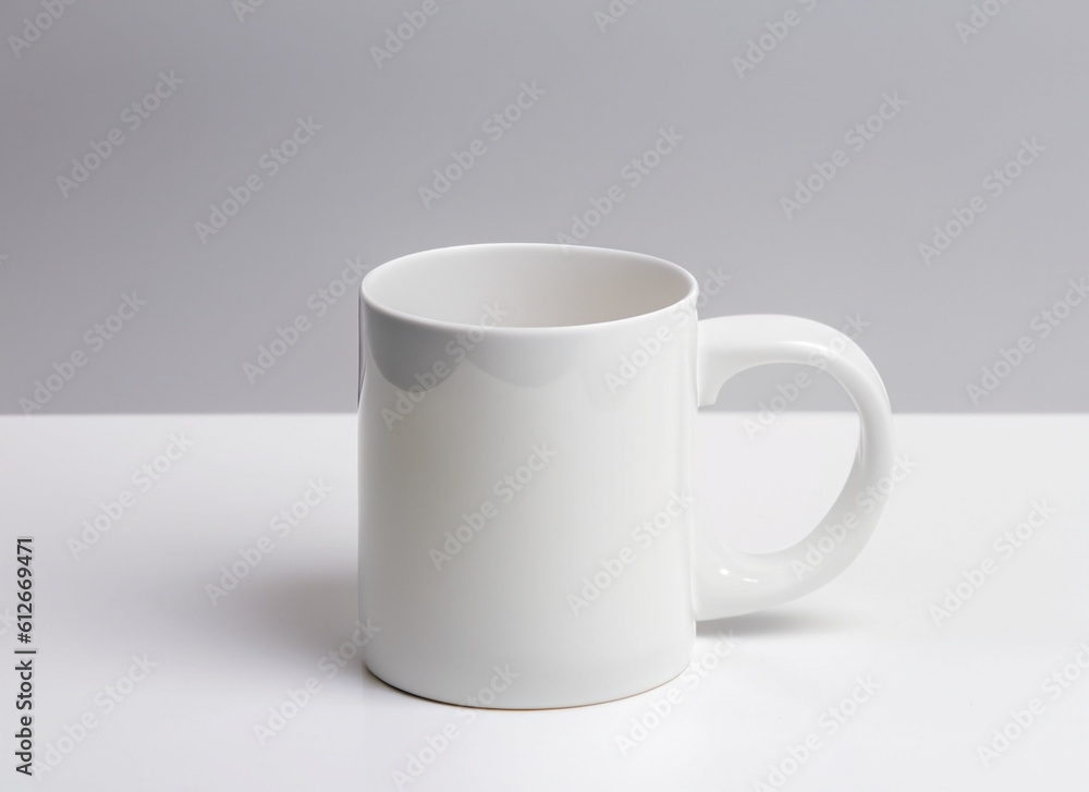 A Close-Up Shot of A Plain White Coffee Mug Mock-up with Softbox Lighting A Close-Up Shot of A Plain White Coffee Mug Mock-up with Softbox Lighting