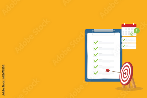 Successful completion of business tasks. Checklist with a business tasks completed.