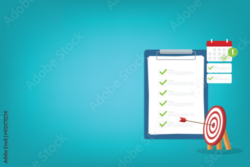 Successful completion of business tasks. Checklist with a business tasks completed.