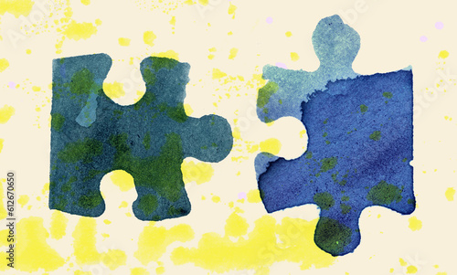 Two jigsaw pieces apart photo