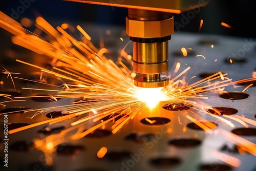 Fotografia High precision CNC laser welding metal sheet, high speed cutting, laser welding,