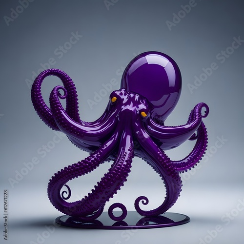 an octopus made of glass, in purple, generative ai