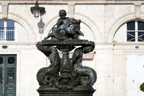 Ornamental fountain on Place Sainte-Croix, facing Sainte-Croix Cathedral in Orleans