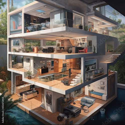 The interior of the house of the future Generative AI