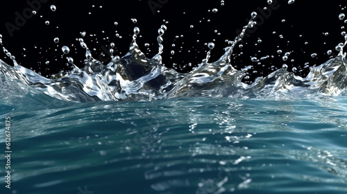 Water splashes splashed on the water surface. Generative AI 