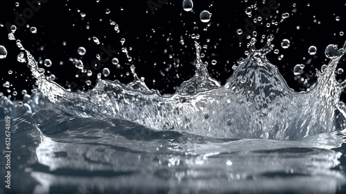 Water splashes splashed on the water surface. Generative AI 