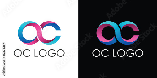 Foto OC letter logo. Infinity colorful modern premium vector template