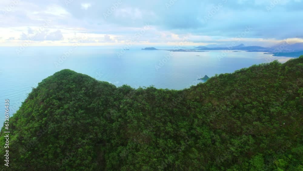 Epic Drone Shot Over Tall Island Mountains Epic Drone Shot Over Tall Island Mountains