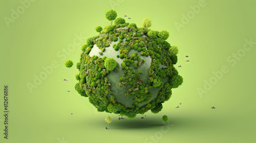 Fototapeta Naklejka Na Ścianę i Meble -  World map green planet world map trees background. Generative AI.