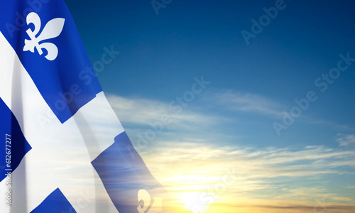 Quebec flag against the sunset. Background for Quebec day. EPS10 vector photo
