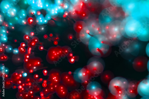 Bright red and blue fibre optic lights photo